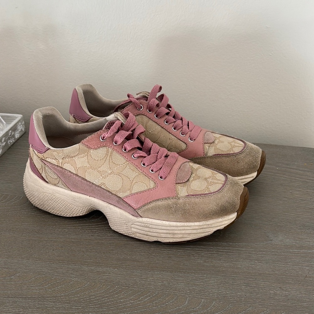 Coach Pink and Tan Chunky Sneakers